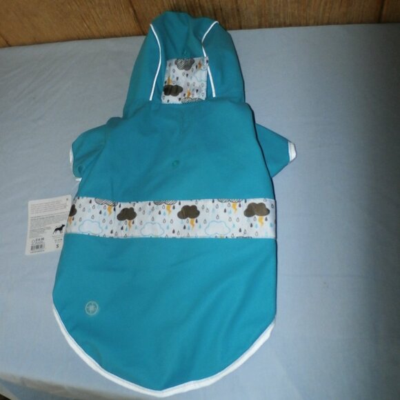 Good2Go DOG REFLECTIVE RAINCOAT REVERSIBLE Blue w Rain Clouds -Xtra Small  NWT - Picture 6 of 9